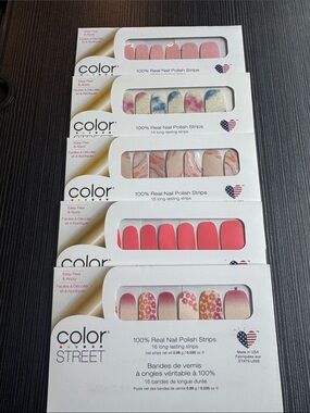 Color Street Nail Polish Strips - Pink, Coral & Blue Marble Mix
